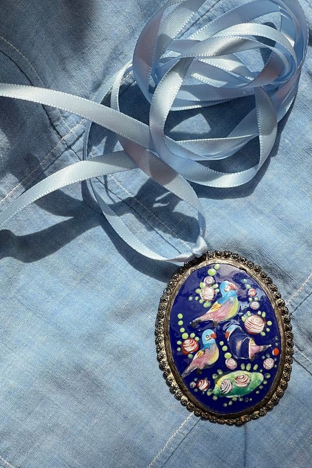 Vintage Enamel Birds Pendant Selected by Anna Corinna #2