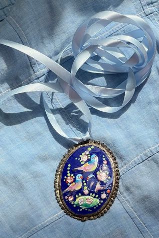 Vintage Enamel Birds Pendant Selected by Anna Corinna
