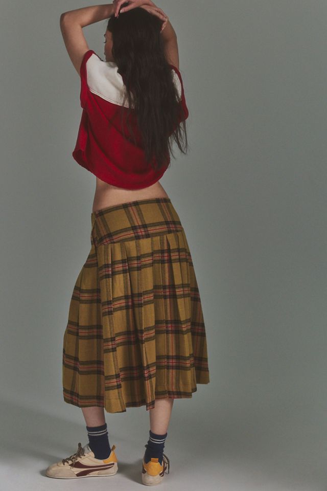 We The Free Skipper Pleated Plaid Midi Skirt #1