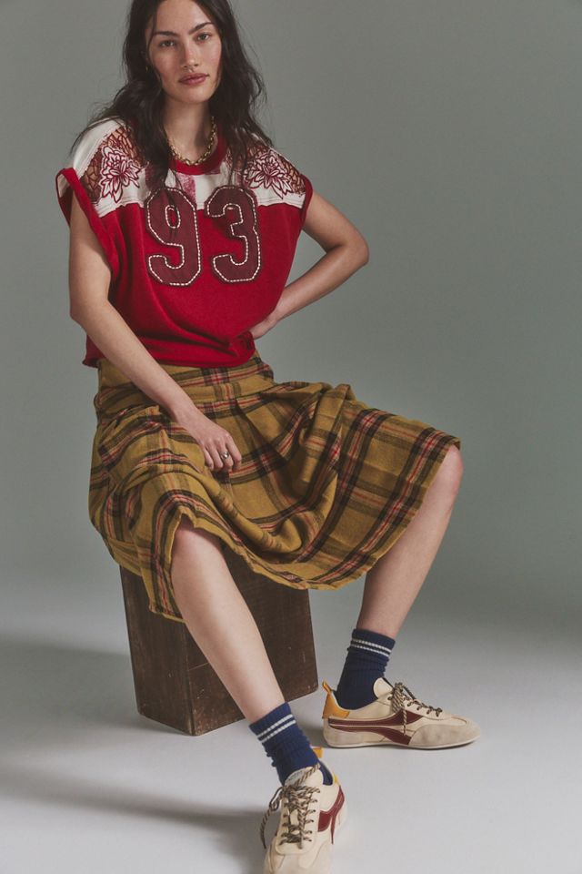 We The Free Skipper Pleated Plaid Midi Skirt #3