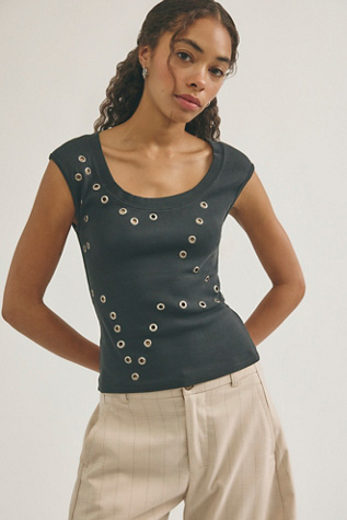 Tricia Fix Studded Ballad Tank Top at Free People in Grey, Size: S