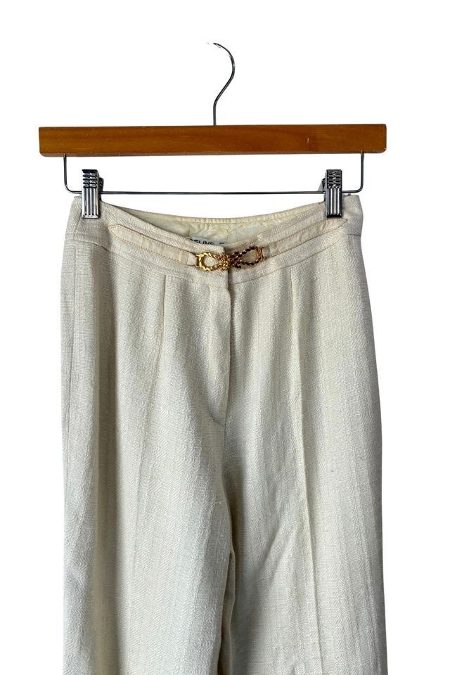 Vintage Celine Cream Pants with Gold Buckle Selected by The Curatorial Dept. #1