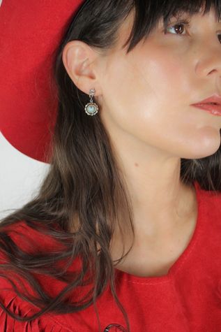 Vintage Larimar Western Silver Earrings Selected By Moons + Junes Vintage