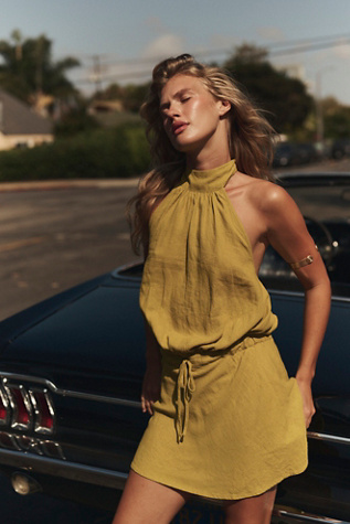 Женское платье free-est Sandshell Linen Drea Mini, цвет: Мох — фото 3