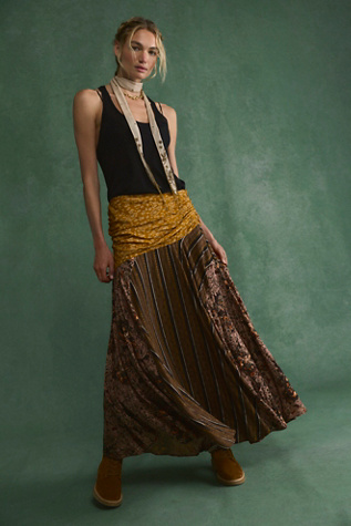 Crossroads Printed Patch Maxi Skirt