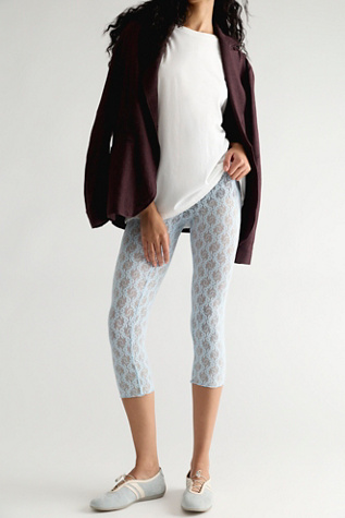 Only Hearts Stretch Lace Tights at Free People in Cascade, Size: Medium