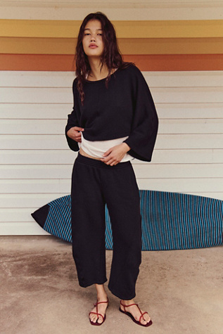 Женский комплект free-est Terry Tide 100% Cotton Pant Set, цвет: Чёрный