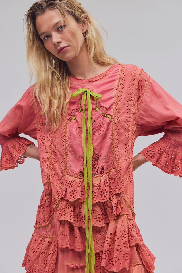 Magnolia Pearl Carmen Eyelet Ruffle Midi Dress