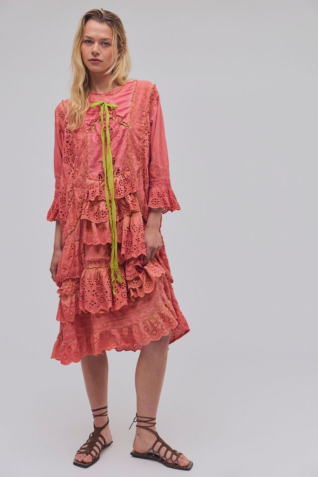 Magnolia Pearl Carmen Eyelet Ruffle Midi Dress | Free People