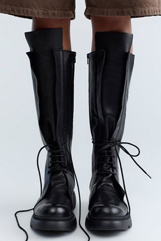 All Black Venetia Lace-Up Boots