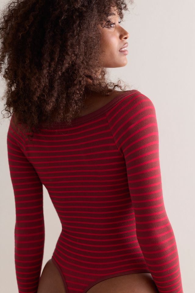 Just Enough Stripe Button-Front Bodysuit #1