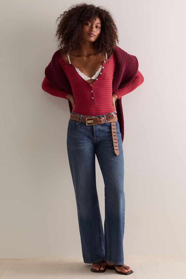 Just Enough Stripe Button-Front Bodysuit #2