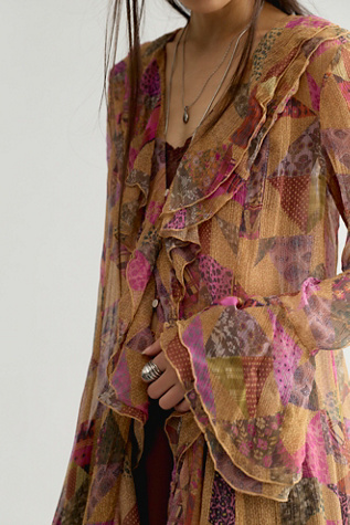 Женский топ Free People Heirloom Printed Maxi Top, цвет: Розовый комбинированный — фото 3