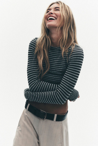 Just Enough Stripe Crew Neck Long Sleeve