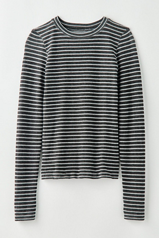 Женский топ Intimately Just Enough Stripe Crew Neck Long Sleeve, цвет: Серый комбинированный — фото 6