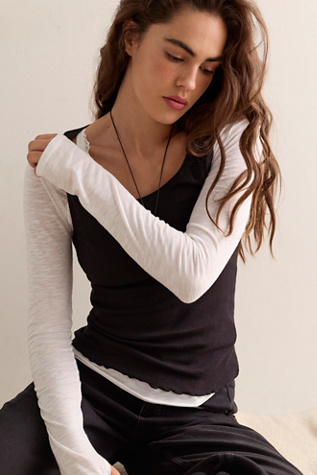 Женский топ Intimately Fresh In Love Pointelle Scoop Neck, цвет: Чёрный — фото 2