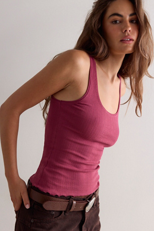 Fresh In Love Pointelle Scoop Neck Tank Top by Intimately at Free People in Dry Rose, Size: Large