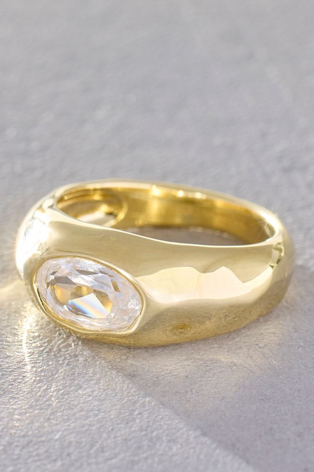 Bague épaisse Daisy London Estee plaquée or avec saphir #1