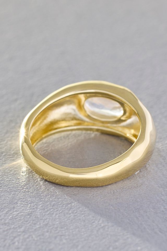 Bague épaisse Daisy London Estee plaquée or avec saphir #2