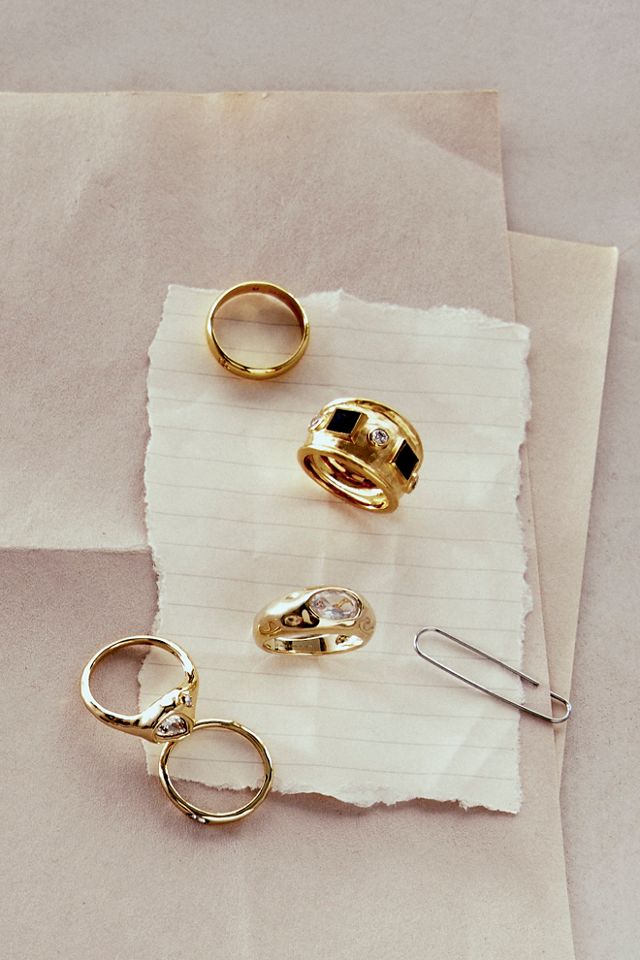 Daisy London Gold Plated Chunky Stone Ring #3