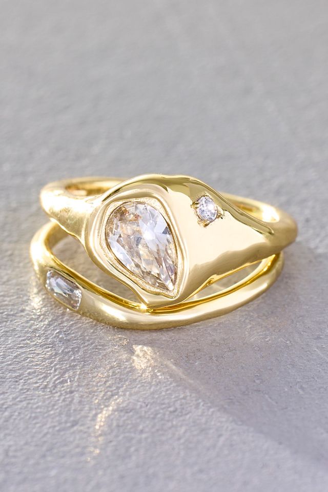 Daisy London Gold Plated Estee Sapphire Stack Ring #1