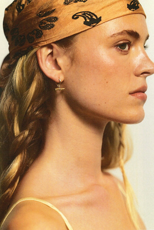 Daisy London Estee Gold Plate T-Bar Charm Hoops