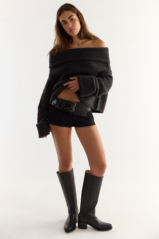 Женский свитер Free People Carrie Off-The-Shoulder Pullover, цвет: Чёрный комбинированный — фото 3