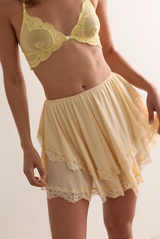 Deja Vu Mini Slip Skirt by Intimately at Free People in Yellow, Size: S