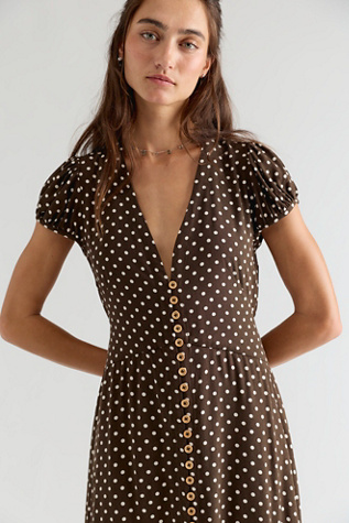 Женское платье Free People Need Me Midi, цвет: Шоколадный комбинированный — фото 4