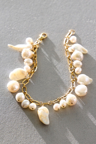 Atma Prema Dripping Pearl Charm Bracelet at Free People in Gold