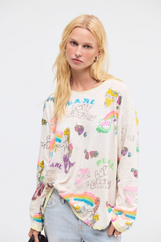 Magnolia Pearl Love Letters Graffiti Viggo Long-Sleeve Top at Free People in White