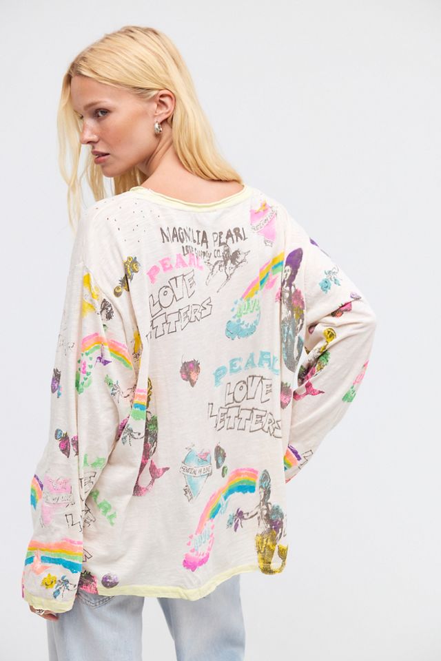 Magnolia Pearl Love Letters Graffiti Viggo Long-Sleeve Top #1