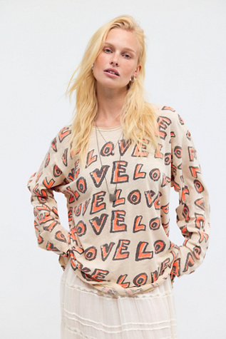 Magnolia Pearl All Over Love Viggo Printed Long-Sleeve Top at Free People in White