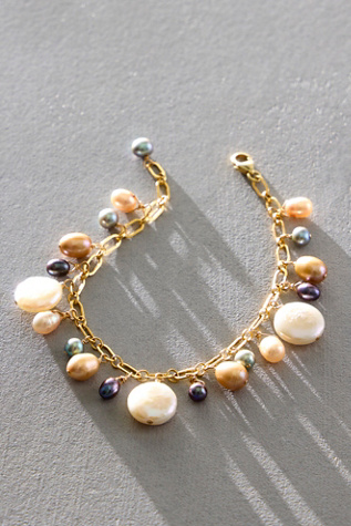 Atma Prema Multi Pearl Bracelet at Free People in Gold