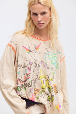 Magnolia Pearl Neon Bluebonnet Viggo Long-Sleeve Tee at Free People in Tan