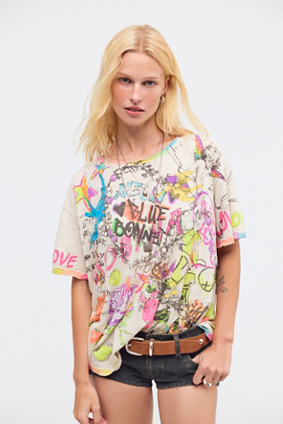 Magnolia Pearl Neon Bluebonnet Graffiti Tee at Free People in White