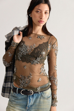 Talk to Me Embellished Long Sleeve Top