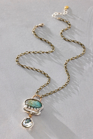 Mikal Winn Carved Stone & Drop Necklace
