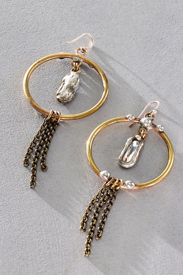 Mikal Winn Fringe Drop Hoop Earrings #1