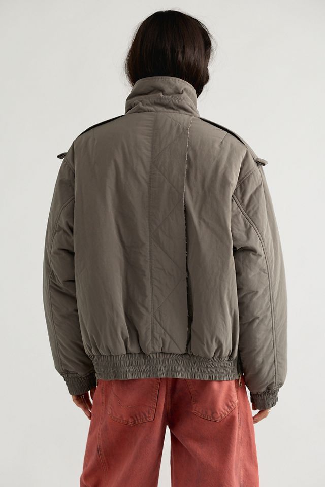 Asparagus Side Zip-Up Padded MA-1 Jacket #1