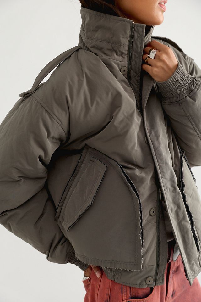 Asparagus Side Zip-Up Padded MA-1 Jacket #3