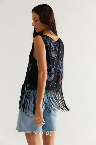 Женский топ Free People Carlie Fringe Top, цвет: Чёрный — фото 2