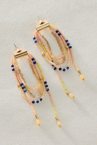 Boucles d'oreilles pendantes perlées en pierres semi-précieuses Muse