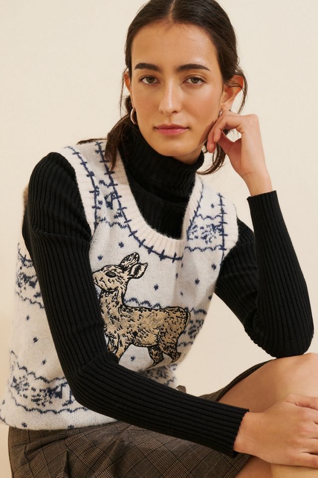 Another Girl Doe Fair Isle Knitted Sweater Vest #2