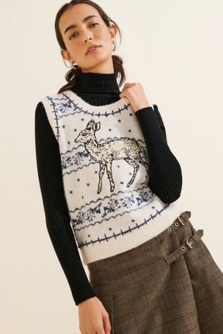 Another Girl Doe Fair Isle Knitted Sweater Vest