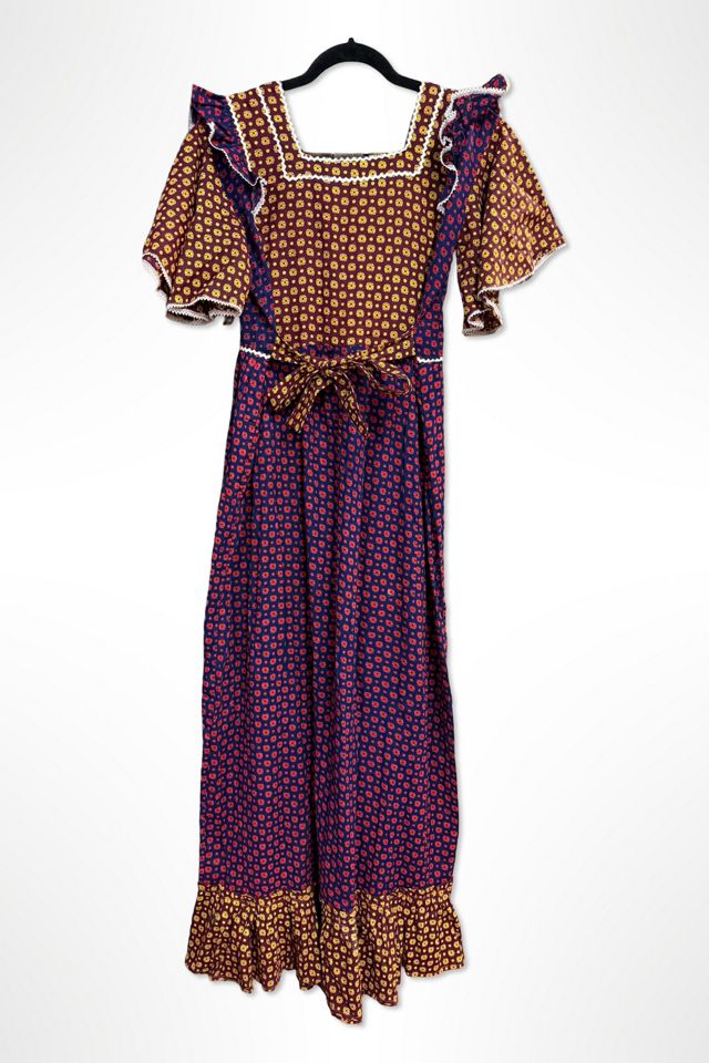 1970s Ruffle Print Prairie Dress Selected By Ritual Vintage #3