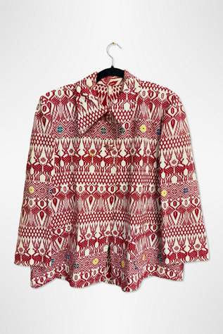 1950s Woven Brocade Bird And Antelope Print Jacket Selected By Ritual Vintage