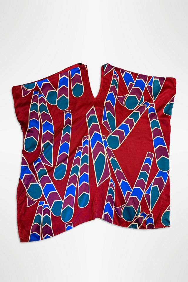 1980s Graphic Silk Caftan Dress Selected By Ritual Vintage #1