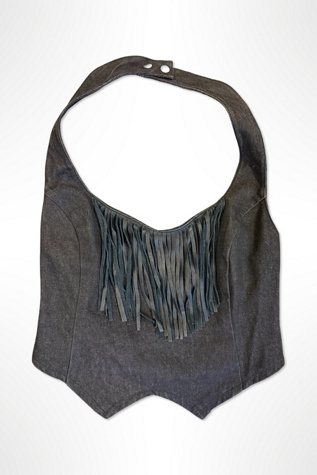 1980s Western Denim Fringe Halter Top Selected By Ritual Vintage