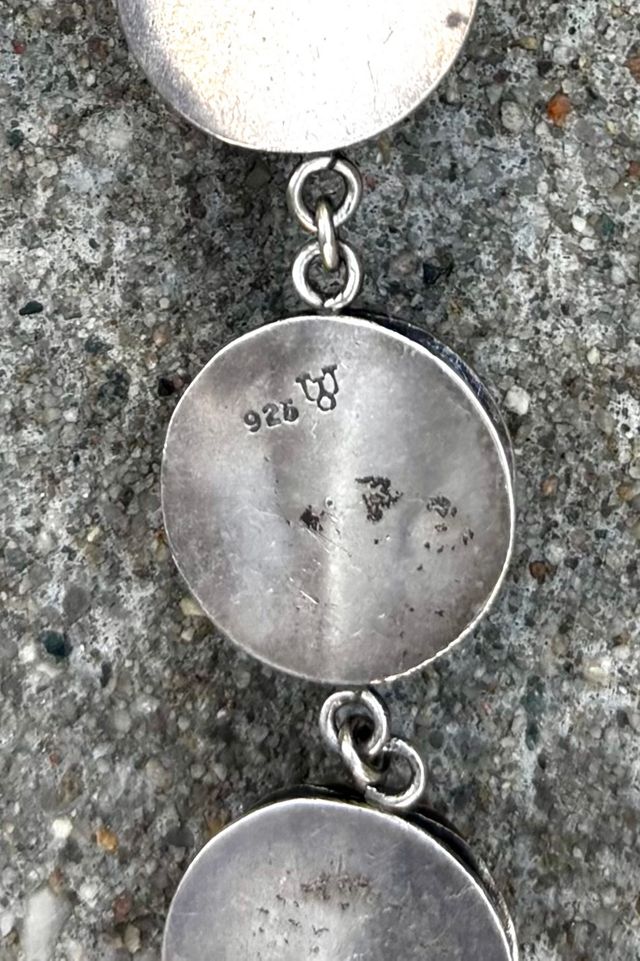 Vintage Modernist Half Globe Chain Stamped Silver Bracelet Selected by Nomad Vintage #2